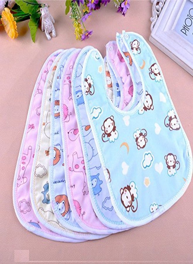 FOK 10 Pc Cotton Washable Absorbent Stylish Printed Baby Bib - Random Color - Image 1