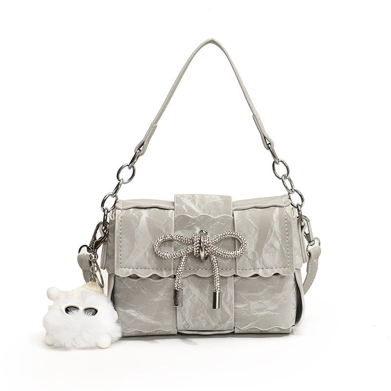 Bow Shoulder Underarm Bag Women'S Casual Handbag Fashionable Stylish Small Square Bag Crossbody Bag - Image 1