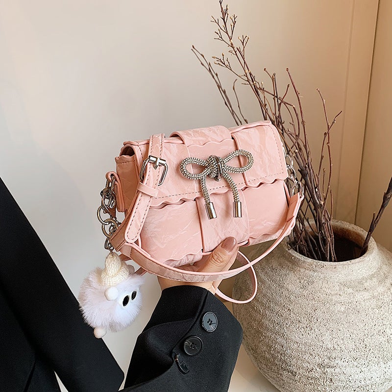 Bow Shoulder Underarm Bag Women'S Casual Handbag Fashionable Stylish Small Square Bag Crossbody Bag - Image 2