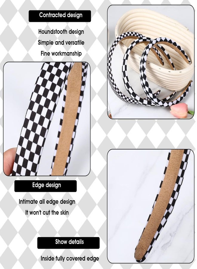 Andibro 3Pcs Black and White Checkered Headband, Checkered Headbands Buffalo Plaid Headband for Women Sponge Puffy Gingham Head Bands Hair Accessories for Women Christmas Party - Image 2
