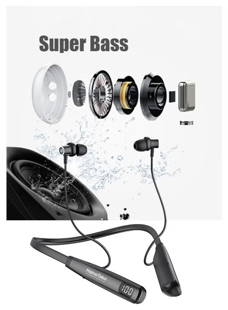Haino Teko HN 80 Wireless Bluetooth Neckband Earphone – Premium Sound, Comfortable Design, Long Battery Life, Sweat-Resistant, Perfect for Sports and Daily Use - Image 3
