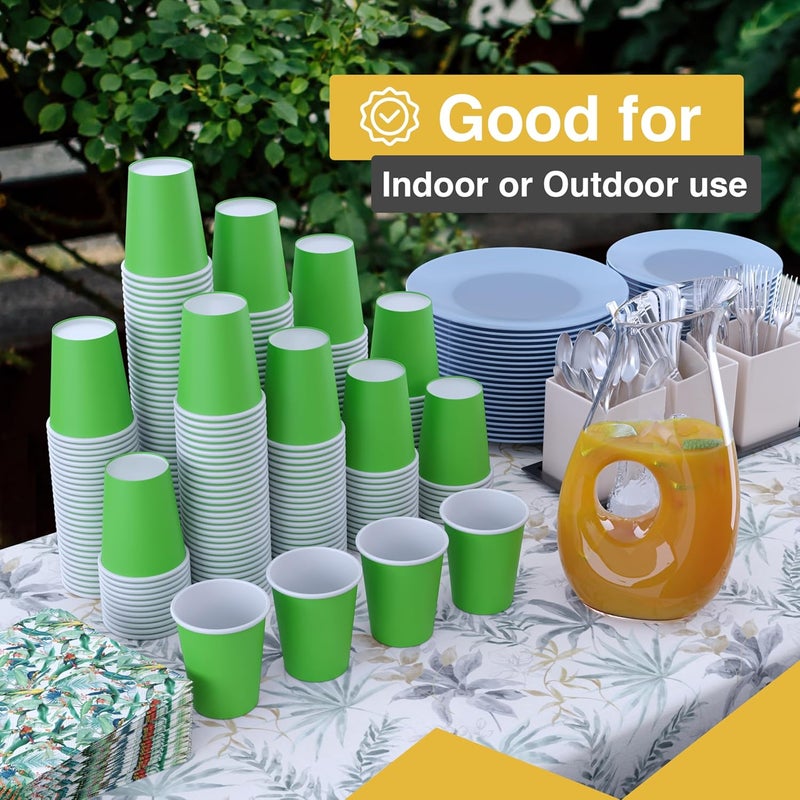 Party Solids أكواب ورقية صلبة للحفلات باللون الأخضر الليموني 12 أونصة، أكواب متينة قابلة للاستخدام لمرة واحدة، 100 كوب ورقي للمشروبات الساخنة والباردة، كوب سميك 280 جرام ��لمشروبات الساخنة للشاي والقهئة، ألوان ممتعة للحفلات والفعاليات - Image 2