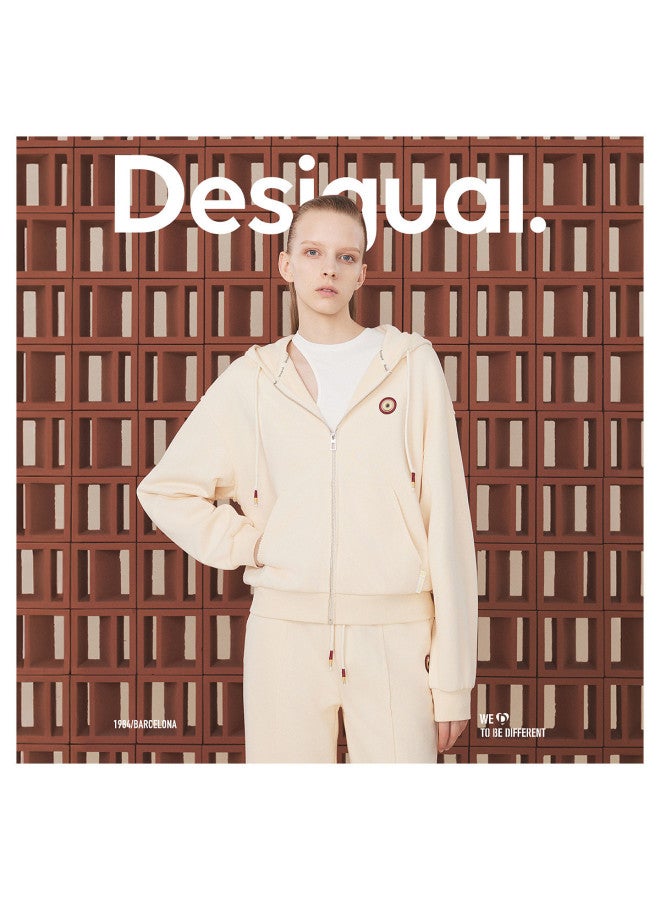 DESIGUAL knitted Loose-fit Frayed Stitch Logo Hooded Cardigan - Image 2