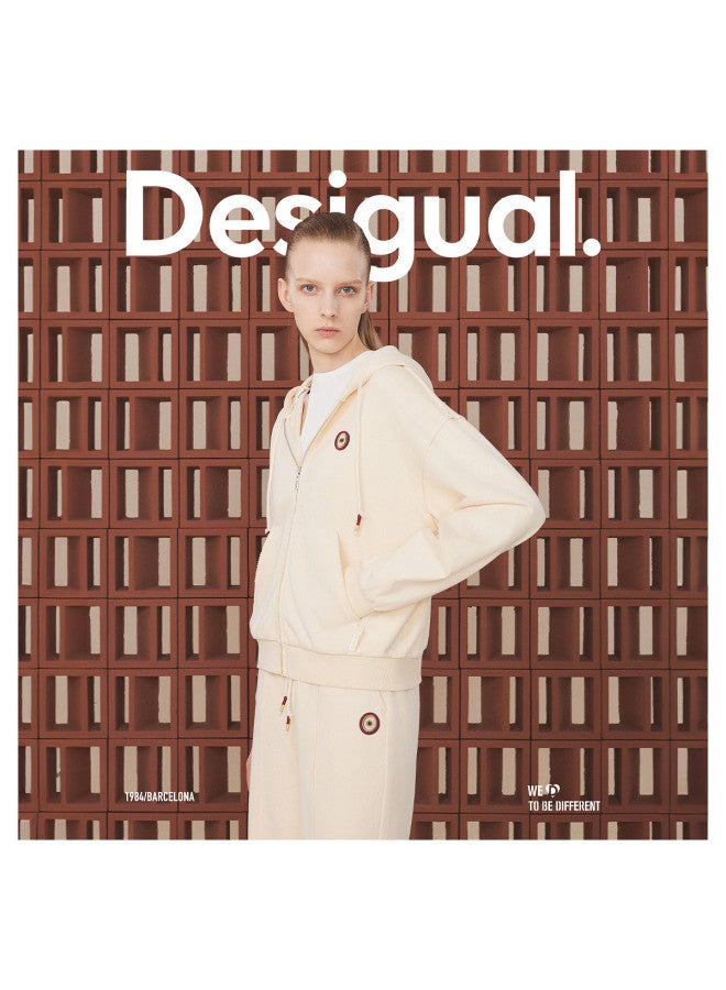 DESIGUAL knitted Loose-fit Frayed Stitch Logo Hooded Cardigan - Image 4