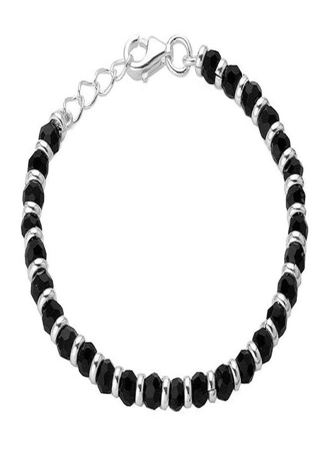 Utkarsh Black & Silver JAA0025 Adjustable Crystal Beads/Stone Toddlers/Kids Nazariya Foot/Leg Payal Chain Anklets/Bracelet For 1 Years To 5 Years New Born Baby Boys & Girls - Image 1