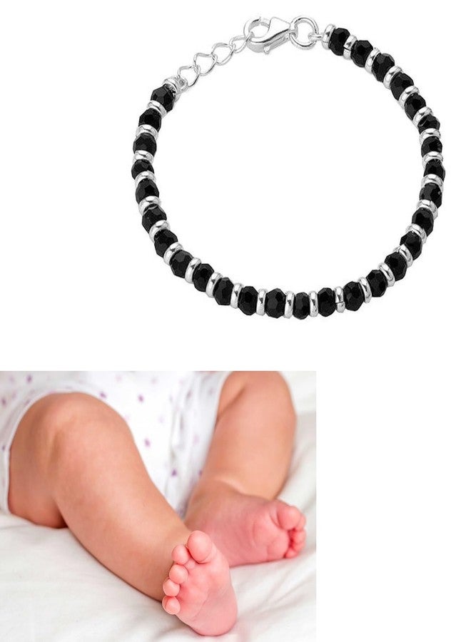 Utkarsh Black & Silver JAA0025 Adjustable Crystal Beads/Stone Toddlers/Kids Nazariya Foot/Leg Payal Chain Anklets/Bracelet For 1 Years To 5 Years New Born Baby Boys & Girls - Image 2