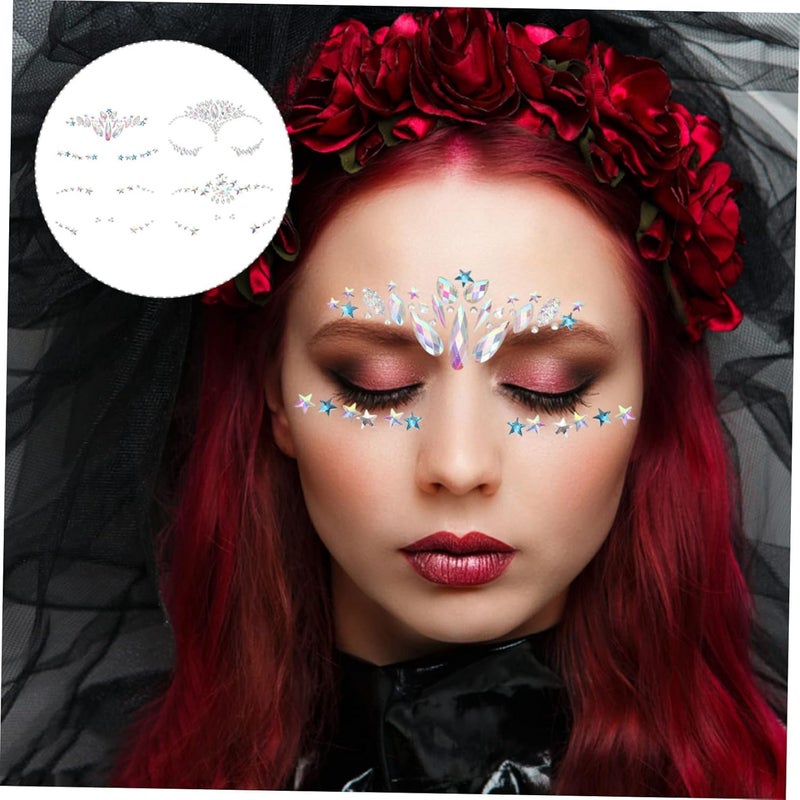 Elegant Eye Stickers Makeup Sticky Rhinestones for Face 4 Sheets Set Red Face Gems Facial Rhinestone Decal - Image 5