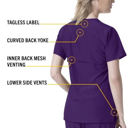 Carhartt Force Liberty Women's V-Neck Scrub Top — Eggplant, Small - Image 4