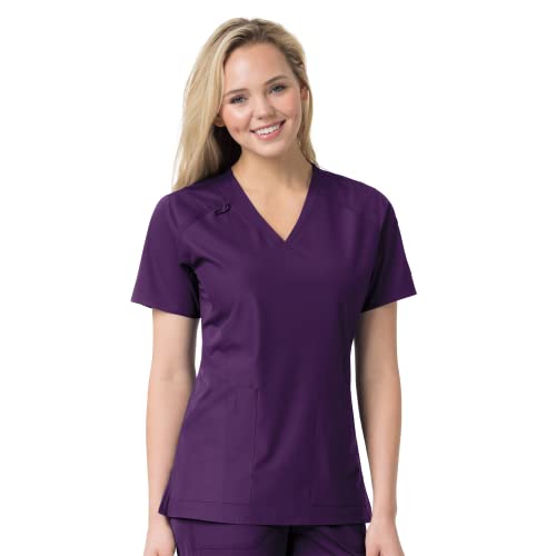 Carhartt Force Liberty Women's V-Neck Scrub Top — Eggplant, Small - Image 1