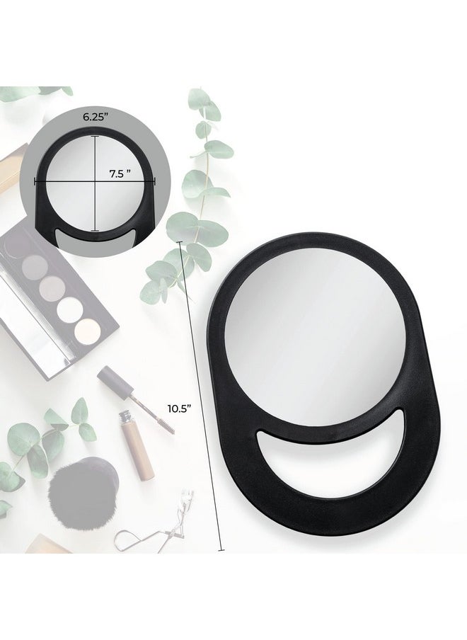 Zadro 10X7 Oblong Hand Mirror 6 Dia. Round Glass Handheld Mirror Modern Ergonomic Handle Pill Shape Handheld Mirror  - Image 2