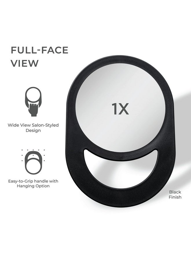 Zadro 10X7 Oblong Hand Mirror 6 Dia. Round Glass Handheld Mirror Modern Ergonomic Handle Pill Shape Handheld Mirror  - Image 3