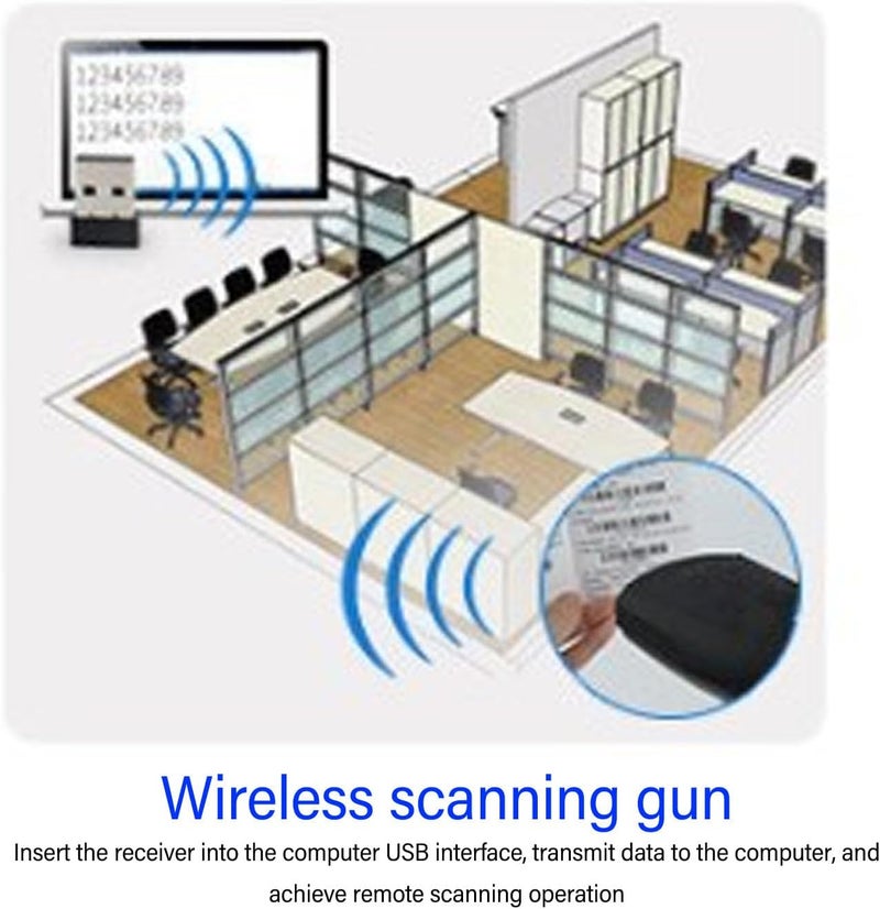 WALFRONT Barcode Scanner 2.4G Wireless Barcode Reader with USB Cable for Inventory Management - Image 5