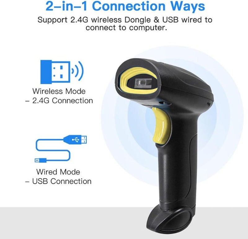 WALFRONT Barcode Scanner 2.4G Wireless Barcode Reader with USB Cable for Inventory Management - Image 3