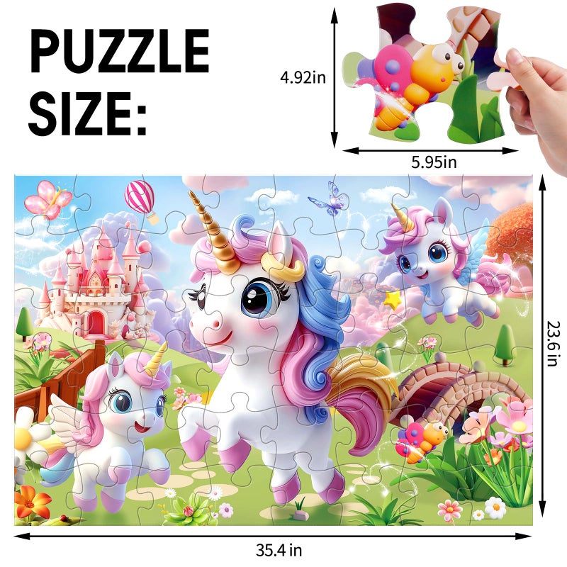 IFLOVE Jumbo Floor Puzzle for Kids,48 Piece Unicorn Large Jigsaw Puzzles,Puzzle for Toddler Ages 3-5,Fun Educational Preschool Learning Toy Easter Gift for Boys & Girls Ages 4-8 - Image 2