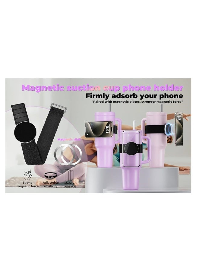 Generic Water Bottle Accessories, Magnetic Strap Phone Holder For Cup, Gym Exercise to Hold Keys and Cell Phone, with 2 Magnetic Ring - Image 4
