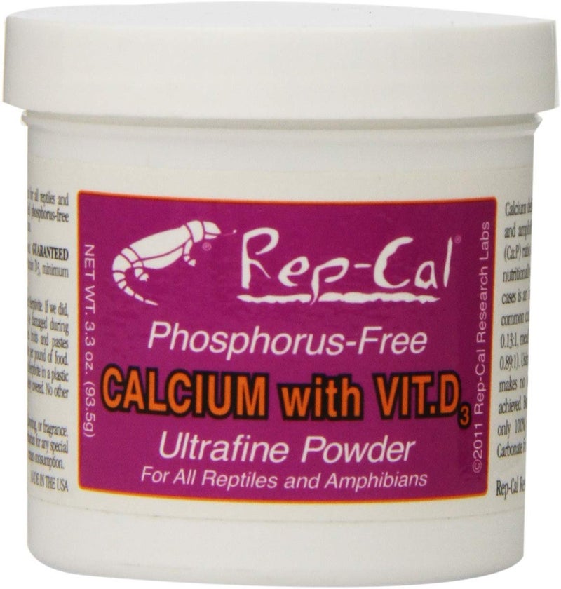 Rep-Cal Phosphorus Free Calcium with Vitamin D3 - Ultrafine Powder 3.3 oz - Pack of 2 - Image 1
