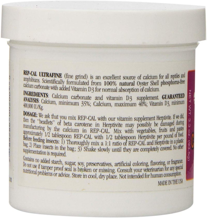 Rep-Cal Phosphorus Free Calcium with Vitamin D3 - Ultrafine Powder 3.3 oz - Pack of 2 - Image 2