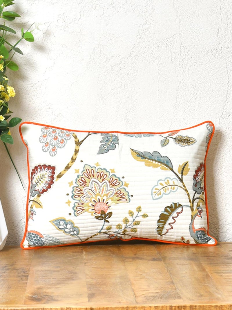 Clasiko Cotton Cushion Covers Set of 2; 12x18 Inches; Multicolor Peacock - Image 2