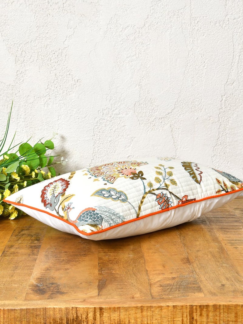 Clasiko Cotton Cushion Covers Set of 2; 12x18 Inches; Multicolor Peacock - Image 4