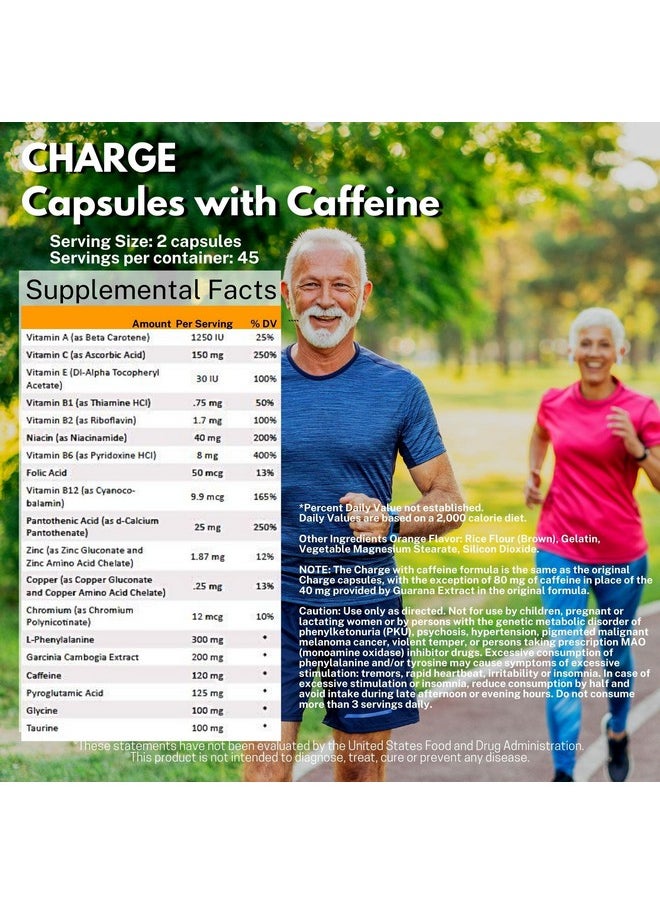 Omnitrition - Charge Capsules (With Caffeine) Dietary Supplement 90 Capsules - Image 1