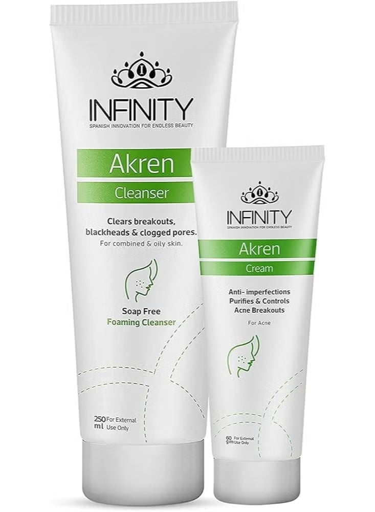 Infinity Akren Face Cleanser 250ml + Akren Cream 60G (Free) - Image 1
