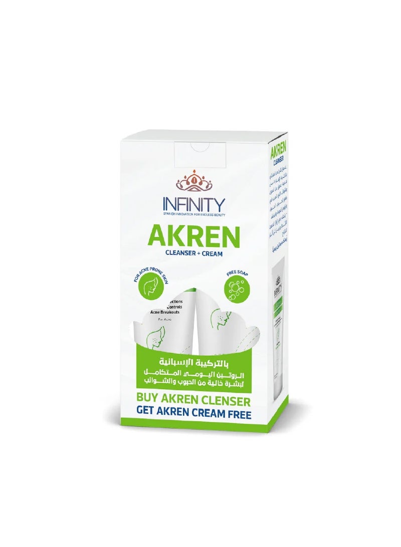 Infinity Akren Face Cleanser 250ml + Akren Cream 60G (Free) - Image 2