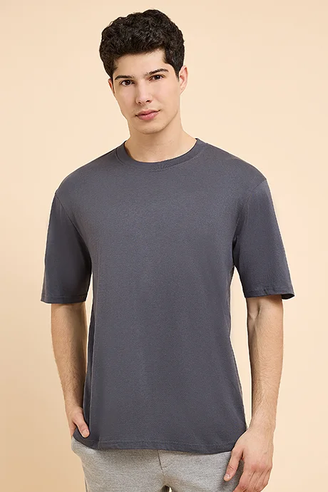 R&B Solid T-Shirt with Crew Neck and Short Sleeves