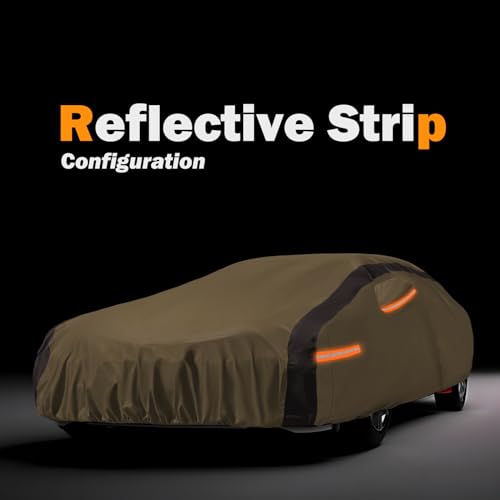 FSGRICH CRV Car Covers Waterproof All Weather Compatible with Honda CRV(1997-2024), Outdoor Anti-UV Sun Rain Protection Full Exterior Cover (Camel with Brown) - Image 4