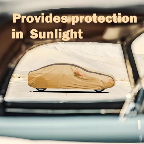 FSGRICH CRV Car Covers Waterproof All Weather Compatible with Honda CRV(1997-2024), Outdoor Anti-UV Sun Rain Protection Full Exterior Cover (Camel with Brown) - Image 3