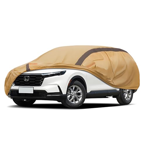 FSGRICH CRV Car Covers Waterproof All Weather Compatible with Honda CRV(1997-2024), Outdoor Anti-UV Sun Rain Protection Full Exterior Cover (Camel with Brown) - Image 1