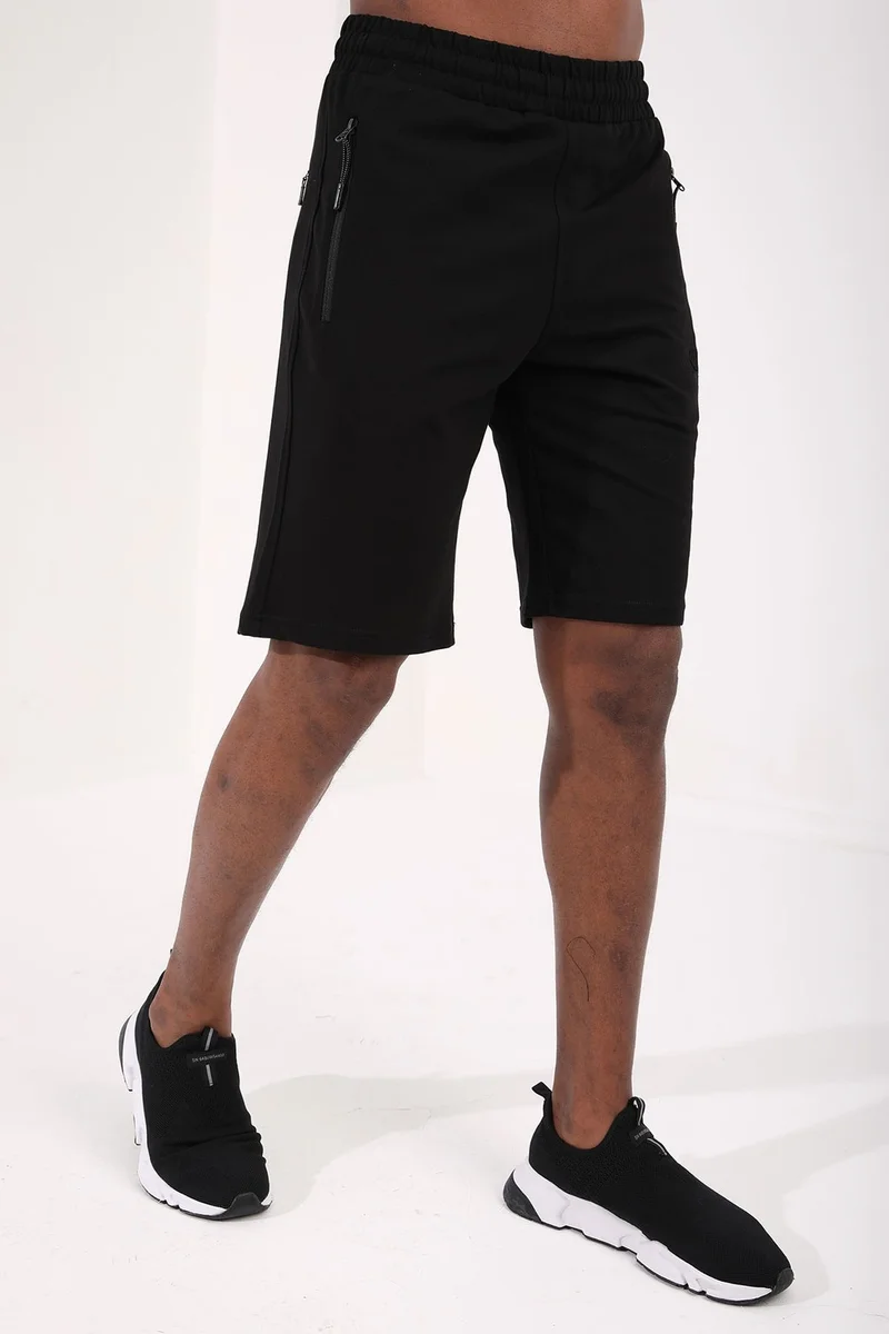 تومي لايف Black Men's Hidden Zipper Back Pocket Lace-Up Standard Fit Shorts-81136