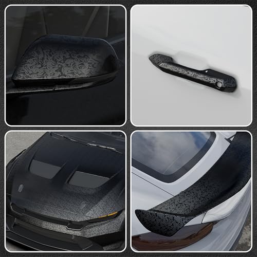 Arespark Forged Carbon Fiber Vinyl Wrap with Tool Kits, Black Ghost Textured Car Stickers Decal Film Sheet DIY Custom Vehicles Project Wrap for Motorcycle Cars Interior Exterior(1ft x 5ft) - Image 2