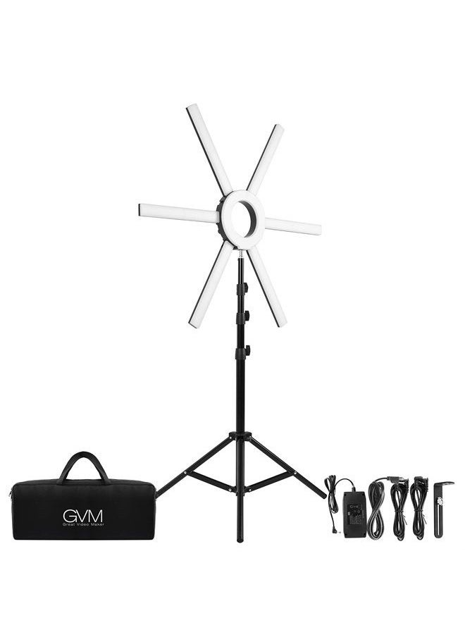 GVM Great Video Maker - GVM Ring Light Kit with Tripod, 90W LED Circle Light with Detachable Light Bars Adjustable 3200K~5600K CRI 97+ Dimmable Bicolor LED Video Light for YouTube/Makeup/Vlogs/Live Streaming - Image 1