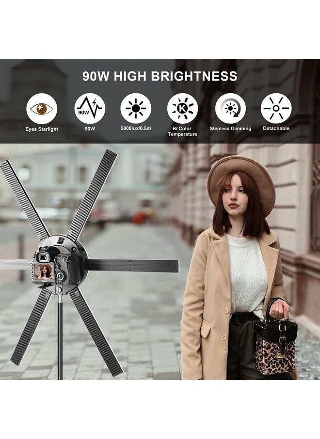 GVM Great Video Maker - GVM Ring Light Kit with Tripod, 90W LED Circle Light with Detachable Light Bars Adjustable 3200K~5600K CRI 97+ Dimmable Bicolor LED Video Light for YouTube/Makeup/Vlogs/Live Streaming - Image 1