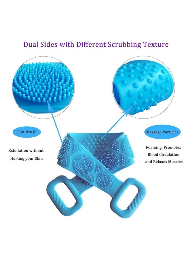 GIMMICK Silicone Body Brush Back Scrubber, Double Side Bathing Brush for Skin Deep Cleaning Massage, Dead Skin Removal Exfoliating Belt for Shower, Easy to Clean, for Men & Women (Multi color) - Image 4