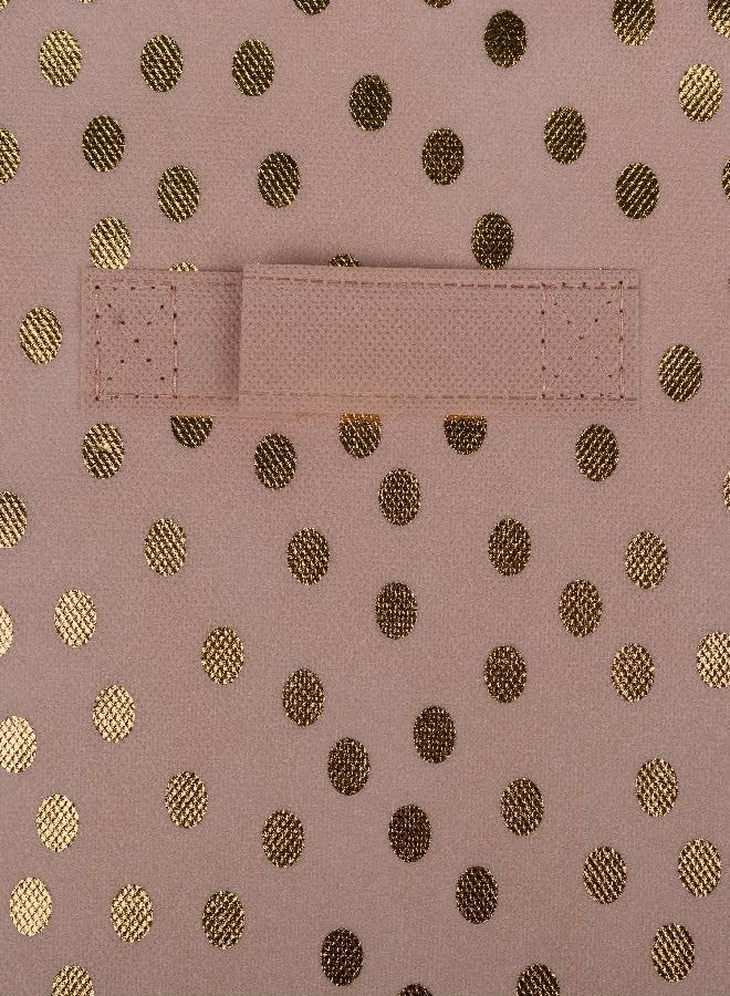 DII DII Non Woven Storage Collection Polka Dot Collapsible Bin Small Set, 11x11x11" Cube, Pink & Gold, 4 Piece  - Image 3