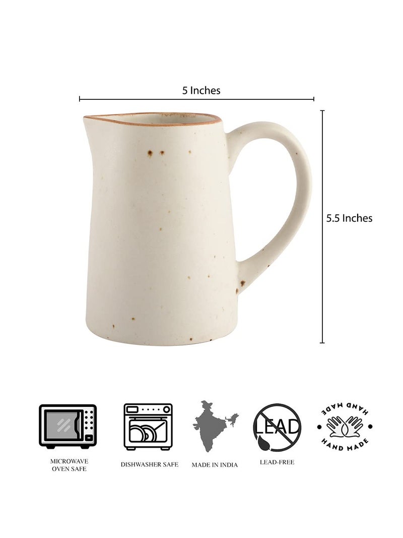 MIAH Decor The Bhumi Collection Ceramic Handmade Stoneware Water Jug/Pitcher with Handle (Matte Finish/Beige/ 5"x3"x5.5"/750 ml/Dishwasher & Microwave Safe) MD-677 - Image 5