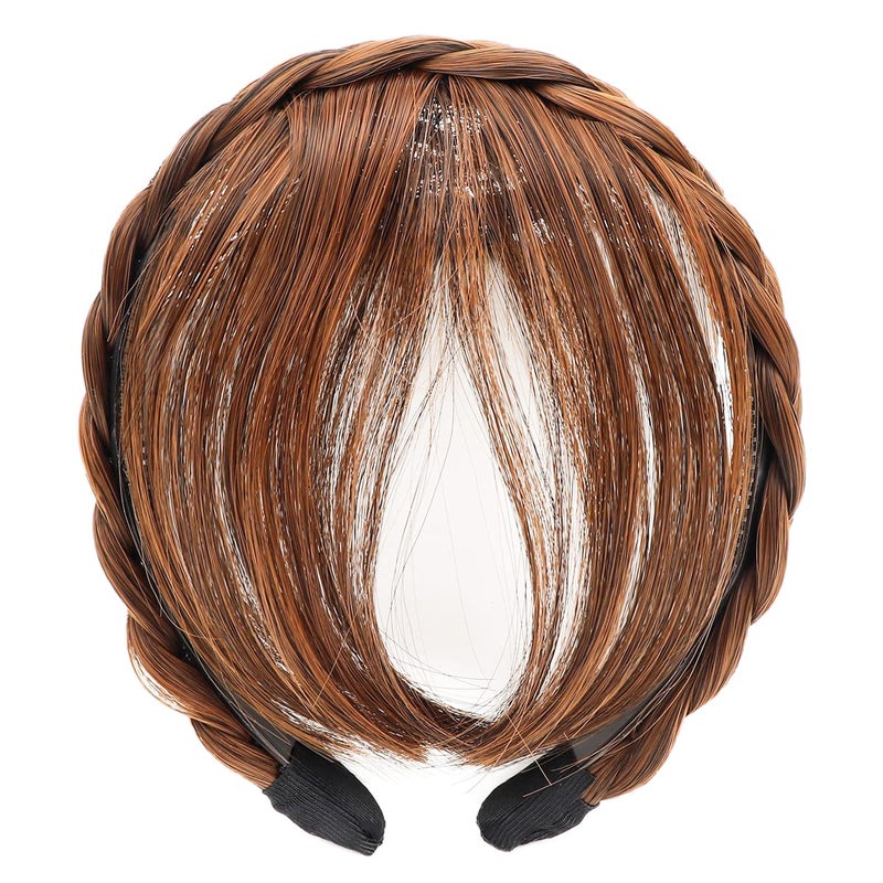 FERCAISH Front Hair Bangs Wigs Headband Synthetic Wigs Headband for Women Girls Light Brown