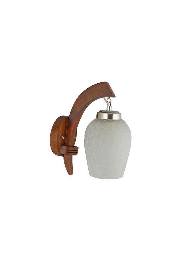 SINOMAN مصباح حائط خشبي SINOMAN بذراع متأرجح مع ظل زجاجي أبيض مصنفر، ضوء مزخرف حديث مثبت على الحائط مثالي لغرفة المعيشة، غرفة النوم، الشرفة، الدرج في المنزل والمكتب (لمبة غير مشمولة) - Image 4