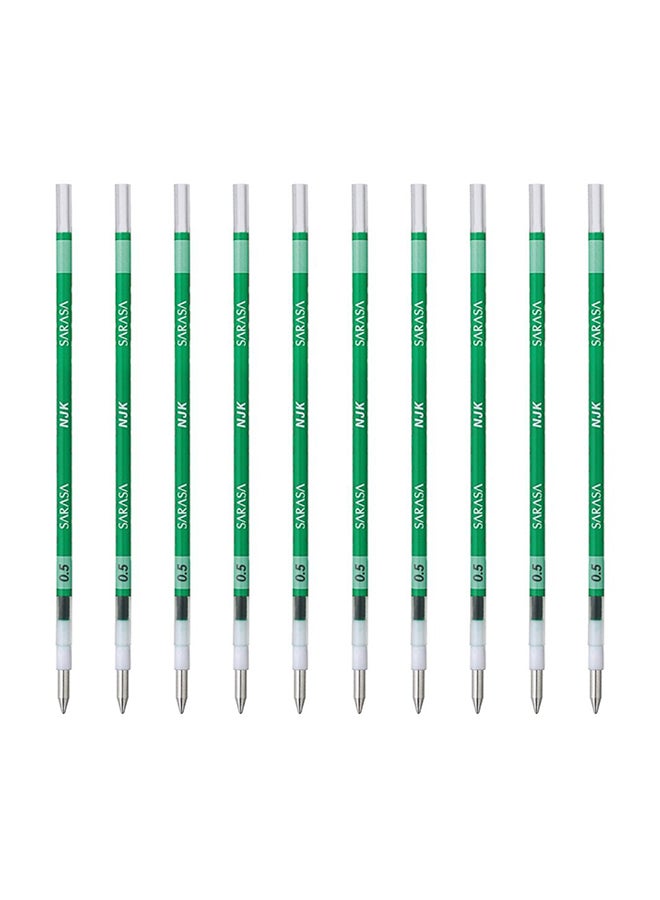 10-Pieces Gel Ink Multi Pen Refill Green/White