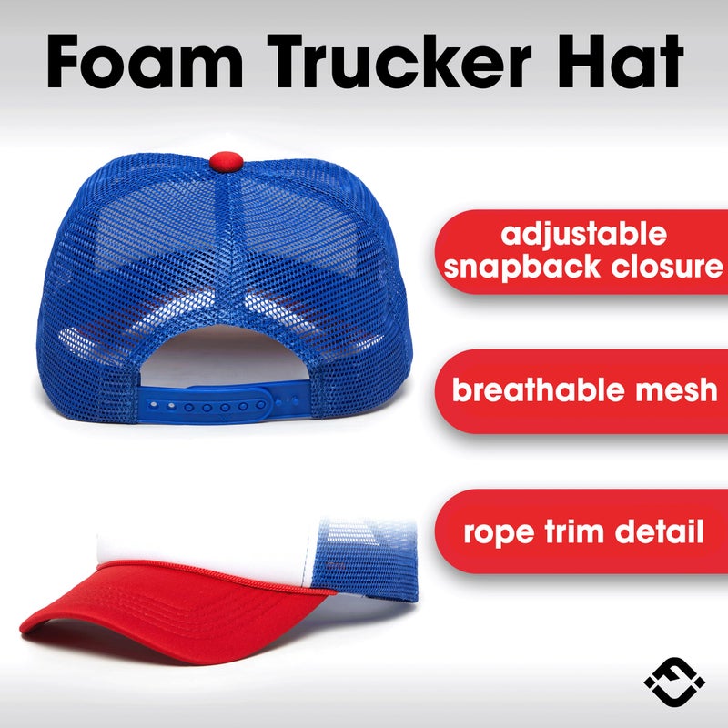 Funky Junque Foam Trucker Hat â€“ Funny Mesh Back Baseball Cap for Men & Women, Cowboy Chic Party Hat, Trendy Womens Trucker Hats - Itâ€™s a Bad Day to Be a Hotdog - Red/White/Blue - Image 3