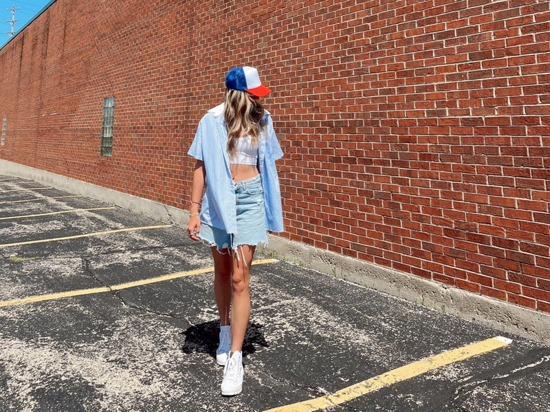 Funky Junque Foam Trucker Hat â€“ Funny Mesh Back Baseball Cap for Men & Women, Cowboy Chic Party Hat, Trendy Womens Trucker Hats - Itâ€™s a Bad Day to Be a Hotdog - Red/White/Blue - Image 4