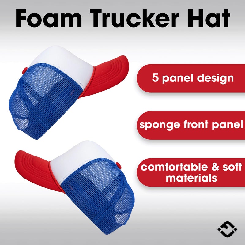Funky Junque Foam Trucker Hat â€“ Funny Mesh Back Baseball Cap for Men & Women, Cowboy Chic Party Hat, Trendy Womens Trucker Hats - Itâ€™s a Bad Day to Be a Hotdog - Red/White/Blue - Image 5