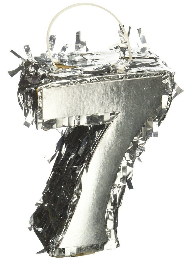 Amscan 242159 Metallic Foil Mini Pinata ; Number 7" ; Silver ; Party Decoration - Image 1