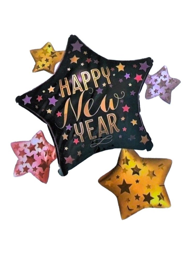 Boxwoods 4 Pcs Of Happy New Year Foil Balloons With Acrylic Cake topper  - Image 4