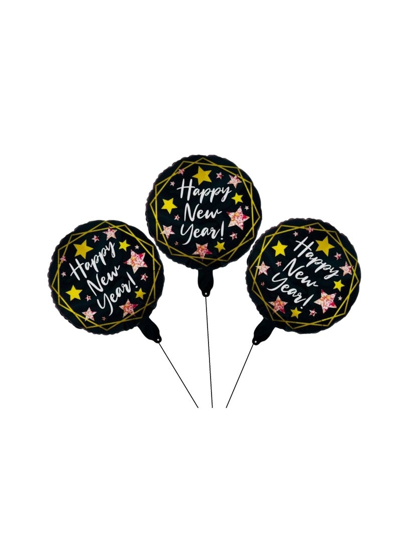Boxwoods 4 Pcs Of Happy New Year Foil Balloons With Acrylic Cake topper  - Image 2