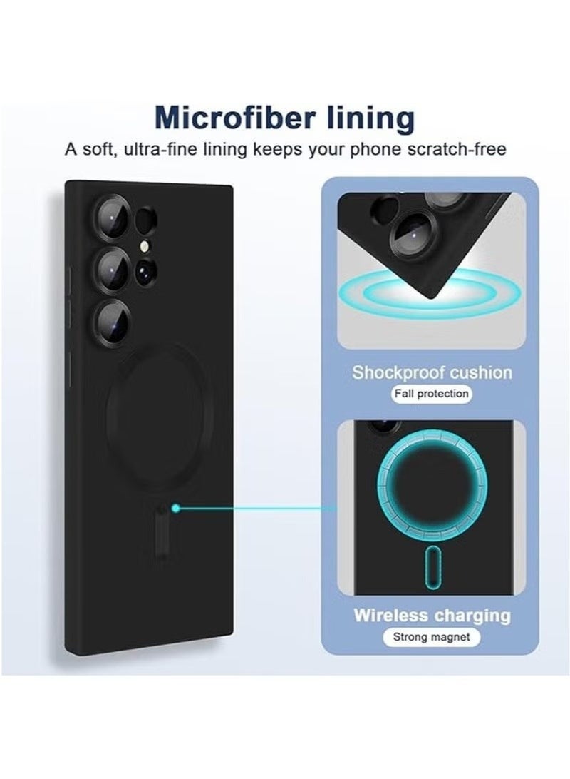 جراب سامسونج جالاكسي إس 24 ألترا مع حماية كاملة لعدسة الكاميرا، جراب مريح وناعم من مادة TPU مقاوم للخدوش والصدمات مع شحن لاسلكي لهاتف سامسونج جالاكسي إس 24 ألترا 5G، أسود - Image 5