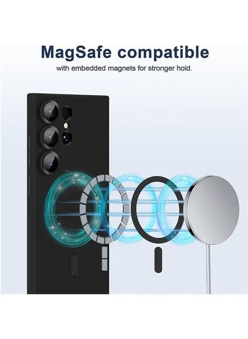 جراب سامسونج جالاكسي إس 24 ألترا مع حماية كاملة لعدسة الكاميرا، جراب مريح وناعم من مادة TPU مقاوم للخدوش والصدمات مع شحن لاسلكي لهاتف سامسونج جالاكسي إس 24 ألترا 5G، أسود - Image 4