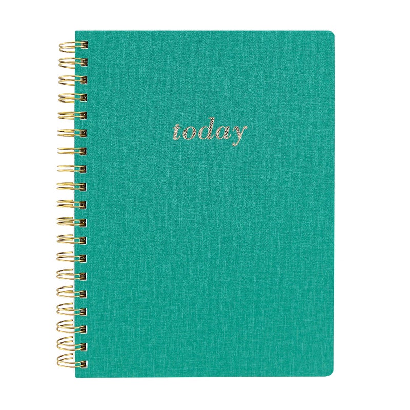 Graphique Vegan Leather Spiral Journal, Green Today â€“ 8â€ x 10", 192 Lined Pages, "Today" Quote Embellished in Golf Foil on the Cover â€“ Perfect for Taking Notes, Lists and More - Image 1