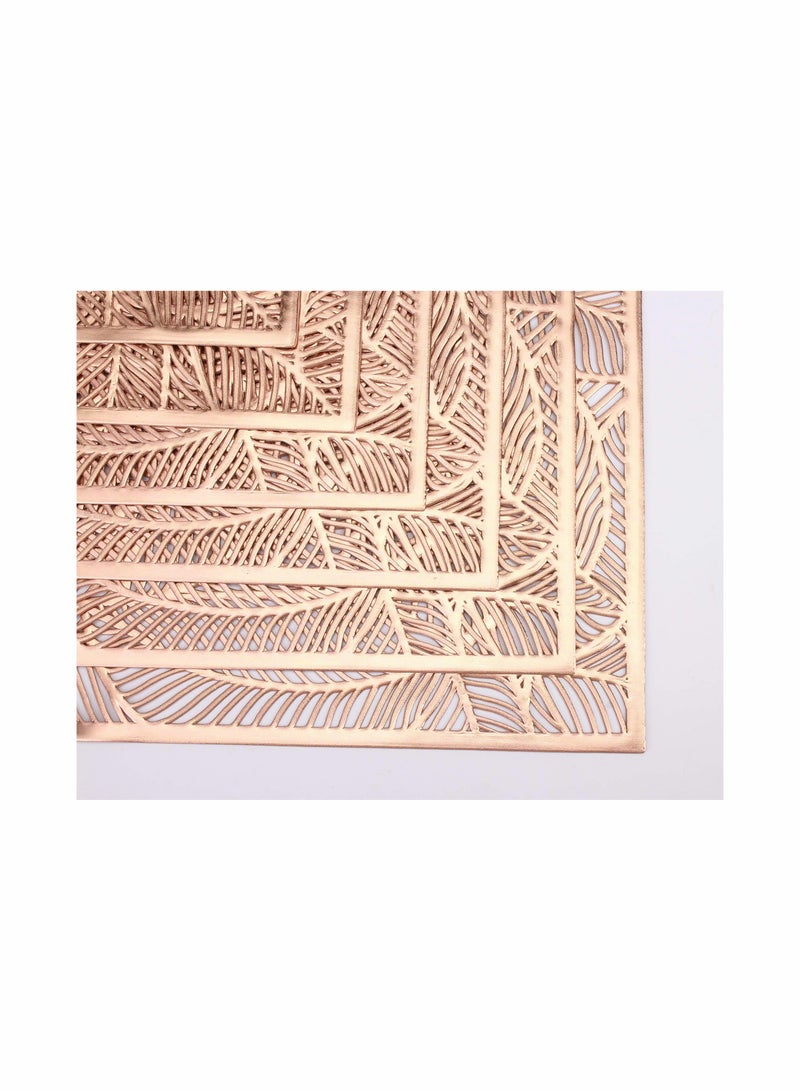 SYOSI ألواح تقديم مستطيلة ذهبية وردية للطاولة، مجموعة مكونة من 6 أطباق معدنية مجوفة لتزيين الطاولة، أطباق رائعة، تستخدم في حفلات الزفاف، والولائم، والعطلات، وزينة المطبخ (ورقة ذهبية وردية) - Image 3